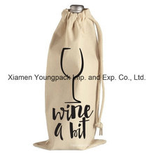 Рекламные Custom Drawstring хлопок холст ткань вина сумка